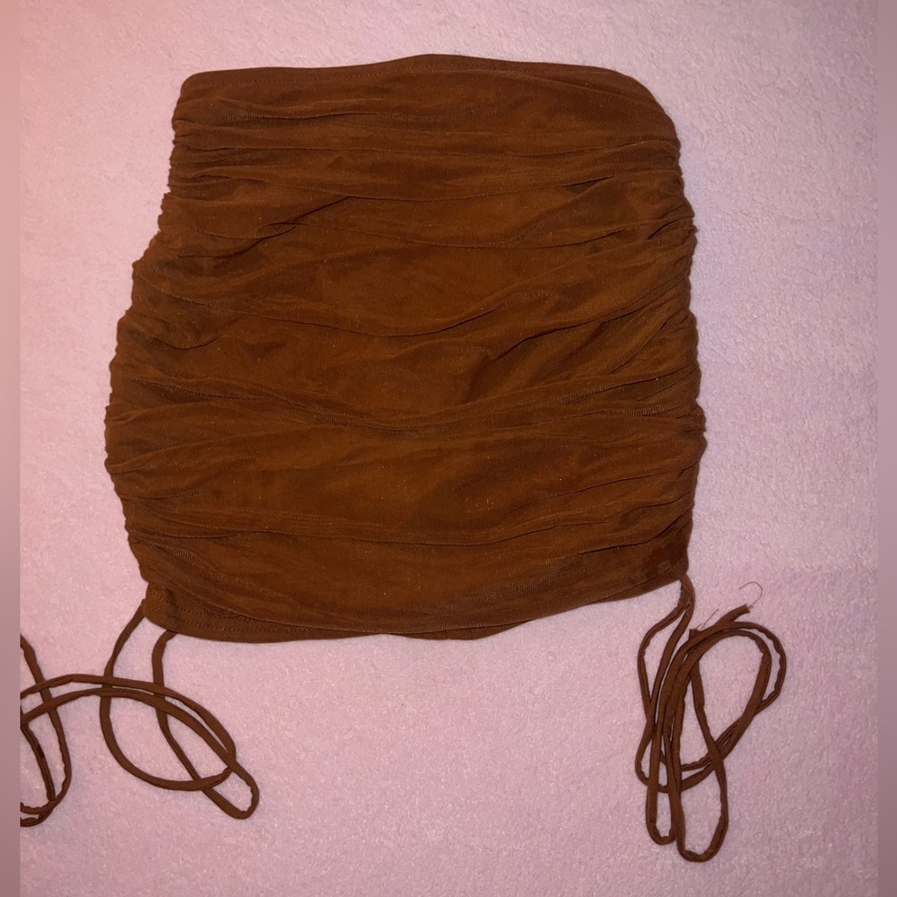 Fashion Nova Brown Ruched Skirt